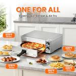 Anatole Electric Pizza Oven Indoor Air Fryer 12" 1800W Stainless Steel Countertop Pizza Maker Convection Cooker Time Temperature Adjustable with Removable Crumb Tray ETL Certified