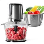OLIXIS Electric Food Processor, 450W Meat Grinder & Vegetable Chopper with 2 Bowels for Home Use, Food Chopper with Double S-Blades for Vegetable, Onion, Garlic, Meat, Nuts