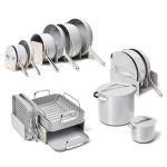 Caraway 31-Piece Ceramic Cookware Bundle - Fry Pans, Saucepans, Sauté Pan, Dutch Oven, Petite Cooker, Stir Fry, Rondeau, Stock Pot, Grill & Griddle Pans, Roasting Pan, Racks, Organizers - Gray