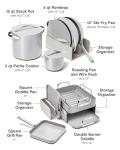 Caraway 31-Piece Ceramic Cookware Bundle - Fry Pans, Saucepans, Sauté Pan, Dutch Oven, Petite Cooker, Stir Fry, Rondeau, Stock Pot, Grill & Griddle Pans, Roasting Pan, Racks, Organizers - Gray