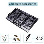 Anlyter 30 Inch Gas Cooktop, 5 Burners Built-in Stove Top Stainless Steel (Thermocouple Protection), LPG/NG Convertible Stove Dual Fuel Sealed Gas Hob - Black
