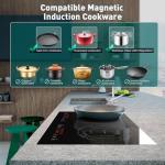 Induction Cooktop with 2 Burners, Horizontal Electric Stove, Built-In Induction Cooker, 1800W Sensor Touch Electric Cooktop, 18 Power Levels, Timer, Safety Lock, 120V, 20 Inch