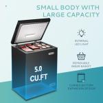 EUHOMY 5.0 Cu.Ft Chest Freezer with Removable Basket, Deep Freezer Adjustable 7 Thermostat, Quiet Mini Freezer Free-Standing Top Door, Energy Saving for Apartment/Garage/Basement/Dorm/Home,Black