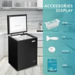 EUHOMY 5.0 Cu.Ft Chest Freezer with Removable Basket, Deep Freezer Adjustable 7 Thermostat, Quiet Mini Freezer Free-Standing Top Door, Energy Saving for Apartment/Garage/Basement/Dorm/Home,Black