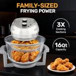Big Boss 16Qt Large Glass Air Fryer Non Toxic – Family Sized Large Halogen Oven Cooker with 3 Cooking Sections, Stainless Steel Racks, French Fries, Chicken, No Preheat, Self Cleaning, Dishwasher Safe