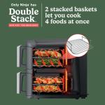 Ninja DoubleStack XL Smart 2-Basket Air Fryer, Smart Cook System, DoubleStack Technology Cook 4 Foods at Once, Space Saving Design, 10 QT, 6-in-1, Smart Finish & Match Cook, Air Fry, Broil, Bake SL451