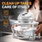 Big Boss 16Qt Large Glass Air Fryer Non Toxic – Family Sized Large Halogen Oven Cooker with 3 Cooking Sections, Stainless Steel Racks, French Fries, Chicken, No Preheat, Self Cleaning, Dishwasher Safe