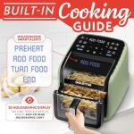 Gourmia Air Fryer 7 QT - Easy View Panoramic Window & Interior Light, Guided Cooking with 12 One-Touch Presets, FryForce 360, Dishwasher Safe Accessories, Green