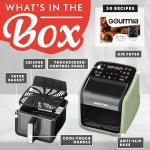 Gourmia Air Fryer 7 QT - Easy View Panoramic Window & Interior Light, Guided Cooking with 12 One-Touch Presets, FryForce 360, Dishwasher Safe Accessories, Green