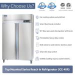 ICECASA 48" W Commercial Refrigerator Reach-in 36 Cu.ft 2 Solid Door Stainless Steel Commercial Refrigerator Fan Cooling for Restuarant, Bar, Shop, etc