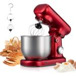 VEVOR Stand Mixer, 3 QT Electric Kitchen Mixer, 300W Dough-Mixer, 10 Speeds Tilt-head Food-Mixer with Stainless Steel Bowl, Dough Hook, Whisk, Beater, for Baking, Mixing, Whipping & Kneading, Red