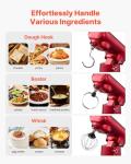 VEVOR Stand Mixer, 3 QT Electric Kitchen Mixer, 300W Dough-Mixer, 10 Speeds Tilt-head Food-Mixer with Stainless Steel Bowl, Dough Hook, Whisk, Beater, for Baking, Mixing, Whipping & Kneading, Red