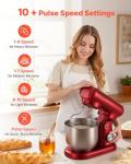 VEVOR Stand Mixer, 3 QT Electric Kitchen Mixer, 300W Dough-Mixer, 10 Speeds Tilt-head Food-Mixer with Stainless Steel Bowl, Dough Hook, Whisk, Beater, for Baking, Mixing, Whipping & Kneading, Red