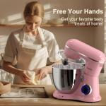 CEBORY 3-IN-1 Electric Stand Mixer, 6.5QT Bowl 660W 10-Speed Kitchen Mixer, Household Food Mixers include Dough Hook, Beater and Whisk, Bread Cake Mixer for Baking and Most Home Cooks, Pink