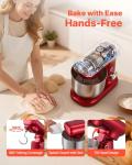 VEVOR Stand Mixer, 3 QT Electric Kitchen Mixer, 300W Dough-Mixer, 10 Speeds Tilt-head Food-Mixer with Stainless Steel Bowl, Dough Hook, Whisk, Beater, for Baking, Mixing, Whipping & Kneading, Red