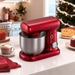 VEVOR Stand Mixer, 3 QT Electric Kitchen Mixer, 300W Dough-Mixer, 10 Speeds Tilt-head Food-Mixer with Stainless Steel Bowl, Dough Hook, Whisk, Beater, for Baking, Mixing, Whipping & Kneading, Red