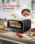 Indoor Pizza Oven, Makes 12 Inch Pizzas in 90 Seconds, Heats up to 850°F Countertop Pizza Oven, 6 Touchscreen Presets Electric Pizza Oven for Kitchen, Baking Tray & Pizza Stone Peel Included-Black