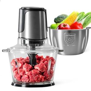 OLIXIS Electric Food Processor, 450W Meat Grinder & Vegetable Chopper with 2 Bowels for Home Use, Food Chopper with Double S-Blades for Vegetable, Onion, Garlic, Meat, Nuts
