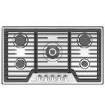 Empava 36 Inch Built-in Gas Cooktop with 5 Sealed SABAF Burners, Stainless Steel Surface, Ion Ignition, LPG/NG Convertible, Flame Failure Protection, Dishwasher Safe Grates