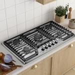 Empava 36 Inch Built-in Gas Cooktop with 5 Sealed SABAF Burners, Stainless Steel Surface, Ion Ignition, LPG/NG Convertible, Flame Failure Protection, Dishwasher Safe Grates
