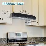 30 Inch Range Hood Under Cabinet Convertible Ducted/Ductless - 550CFM 3-Speed Black Kitchen Vent Hood with Touch Control, 2 LED Lights, 6-Layer Stainless Steel Grease Filters & Charcoal Filter