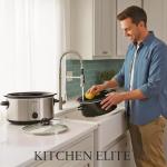Kitchen Elite 7 Quart Slow Cooker for Large Families, Stainless Steel Crock Pot with 3 Heat Settings, Dishwasher-Safe Ceramic Pot & Tempered Glass Lid