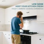 30 Inch Range Hood Under Cabinet Convertible Ducted/Ductless - 550CFM 3-Speed Black Kitchen Vent Hood with Touch Control, 2 LED Lights, 6-Layer Stainless Steel Grease Filters & Charcoal Filter