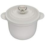 Le Creuset Enameled Cast Iron Rice Pot with Lid & Stoneware Insert, 2.25 qt., White