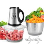 Food Processor,Small Meat Grinder,300W Powerful Pure Chopper Motor Food Choper,Electric Vegetable Choper with 2 Bowls(8 Cup+8 Cup) and 2 Blades for Onion,Baby Food,Meat,Fruit