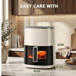 Air Fryer 6QT with Clear Window, 12-in-1 Air Fryer Oven, Square Airfryer, Air Fry, Roast, Reheat, Dehydrate, Bake, Steam, 400°F Rapid Air Crispy Technology, Beige