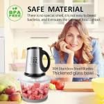 Food Processor,Small Meat Grinder,300W Powerful Pure Chopper Motor Food Choper,Electric Vegetable Choper with 2 Bowls(8 Cup+8 Cup) and 2 Blades for Onion,Baby Food,Meat,Fruit