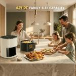 Air Fryer 6QT with Clear Window, 12-in-1 Air Fryer Oven, Square Airfryer, Air Fry, Roast, Reheat, Dehydrate, Bake, Steam, 400°F Rapid Air Crispy Technology, Beige