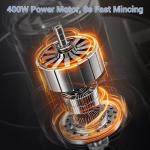 Bear Food Processor, Electric Food Chopper with 8 Cup/2L Handheld Glass Bowls, No-Hole 4 Bi-level Stainless Steel Blades for Easy Cleaning, 2 speed 250W Power Motor Grinder for Meat, and Baby Food