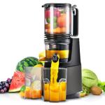 Cold Press Juicer,Slow Masticating Juicer Machines with 5.3" Large Feed Chute for Most Fruits and Vegetables,Easy to Clean Lemon Orange Juicer with 250W Motor and High Juice Yield,Deep Grey