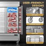 Coolski 54"W Commercial Freezer, -13℉ ~-5℉, 49 Cu.Ft 2 Door Reach-In Stainless Steel Upright Freezer for Restaurant, Cafe, Shop, Business, 8 Adjustable Shelves