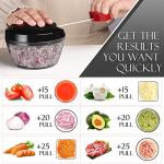 Ourokhome Manual Food Processor Vegetable Chopper, Portable Hand Pull String Garlic Mincer Onion Cutter for Veggies, Ginger, Fruits, Nuts, Herbs, etc., 500ml, Black