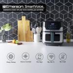 Emerson SmartVoice 5.3QT 6-in-1 Air Fryer, 1000+ Voice Control Commands, 100+ Recognized Food, No APP, No WIFI, No Setup, Nonstick Basket, Air Fry, Bake, Reheat, Dehydrate, 1500W