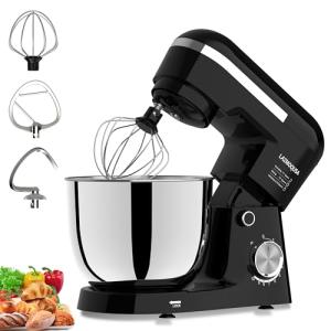 3 in 1 Electric Stand Mixer with 5.5 Quart Bowl, Household Food Mixer 10+p Speeds, Kitchen Tilt-Head Bread Dough and Cake Mixers for Home Daily Use (Black)