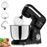 3 in 1 Electric Stand Mixer with 5.5 Quart Bowl, Household Food Mixer 10+p Speeds, Kitchen Tilt-Head Bread Dough and Cake Mixers for Home Daily Use (Black)