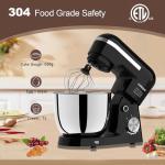 3 in 1 Electric Stand Mixer with 5.5 Quart Bowl, Household Food Mixer 10+p Speeds, Kitchen Tilt-Head Bread Dough and Cake Mixers for Home Daily Use (Black)