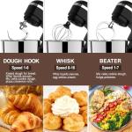 3 in 1 Electric Stand Mixer with 5.5 Quart Bowl, Household Food Mixer 10+p Speeds, Kitchen Tilt-Head Bread Dough and Cake Mixers for Home Daily Use (Black)