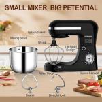 3 in 1 Electric Stand Mixer with 5.5 Quart Bowl, Household Food Mixer 10+p Speeds, Kitchen Tilt-Head Bread Dough and Cake Mixers for Home Daily Use (Black)