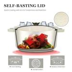 Overmont Enameled Cast Iron Dutch Oven - 5QT Pot with Lid Cookbook & Cotton Potholders - Heavy-Duty Cookware for Braising, Stews, Roasting, Bread Baking Cream white