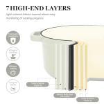 Overmont Enameled Cast Iron Dutch Oven - 5QT Pot with Lid Cookbook & Cotton Potholders - Heavy-Duty Cookware for Braising, Stews, Roasting, Bread Baking Cream white