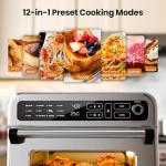 Kismile 18QT Air Fryer Toaster Oven Combo, 12-in-1 Countertop Convection Airfryer Oven, 70–450℉, Bake, Roast, Reheat & Broil, Fits 8-10″ Pizza, Includes Full Accessories, Stainless Steel (Silver)