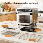 Kismile 18QT Air Fryer Toaster Oven Combo, 12-in-1 Countertop Convection Airfryer Oven, 70–450℉, Bake, Roast, Reheat & Broil, Fits 8-10″ Pizza, Includes Full Accessories, Stainless Steel (Silver)