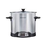 Hamilton Beach Sear & Cook Stock Pot Slow Cooker with Stovetop Safe Crock, Large 10 Quart Capacity, Programmable, Silver (33196)