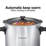 Hamilton Beach Sear & Cook Stock Pot Slow Cooker with Stovetop Safe Crock, Large 10 Quart Capacity, Programmable, Silver (33196)