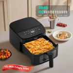 Air Fryer 8-in-1, 4.5Qt Air Fryer, Space-Saving & Compact with DC Motor, Fast & Crispy Cooking, Adjustable Fan Speed, 95% Less Oil for Healthy Family Meals, Dishwasher Safe