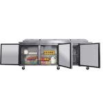 Lispin 93" Commerical Pizza-Sandwich Prep Table Refrigerator - 3 Door Stainless Steel Refrigerator, 31 Cu.ft Capacity, Low Noise, Adjustable Shelves, Auto Defrost, Digital Temp Control